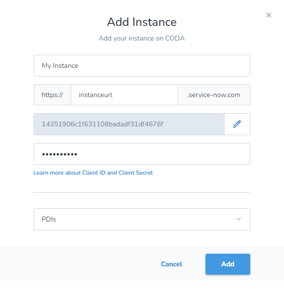 CODA Setup Instance Information